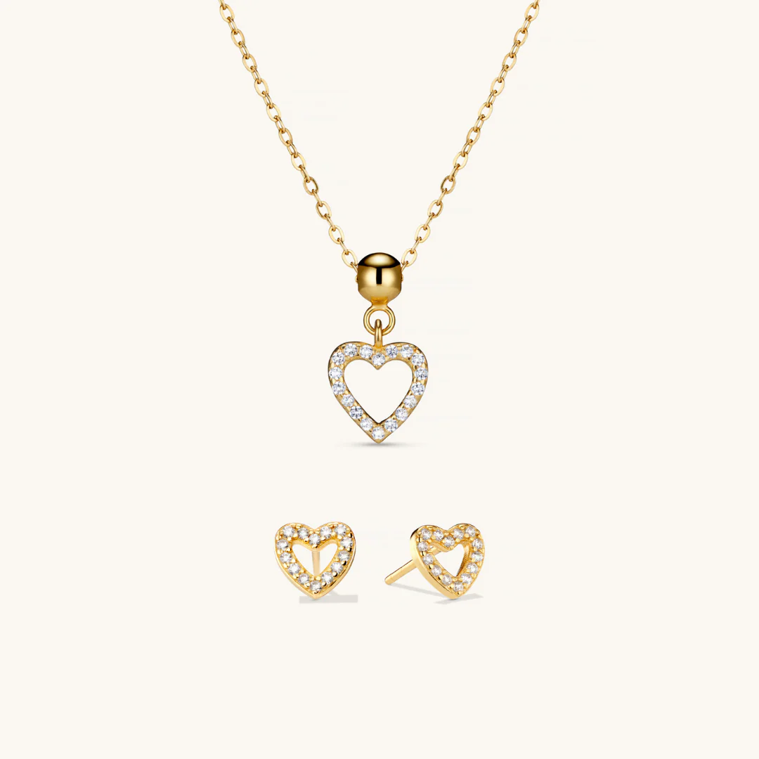 Alma Charm Necklace & Alma Studs Set Gold
