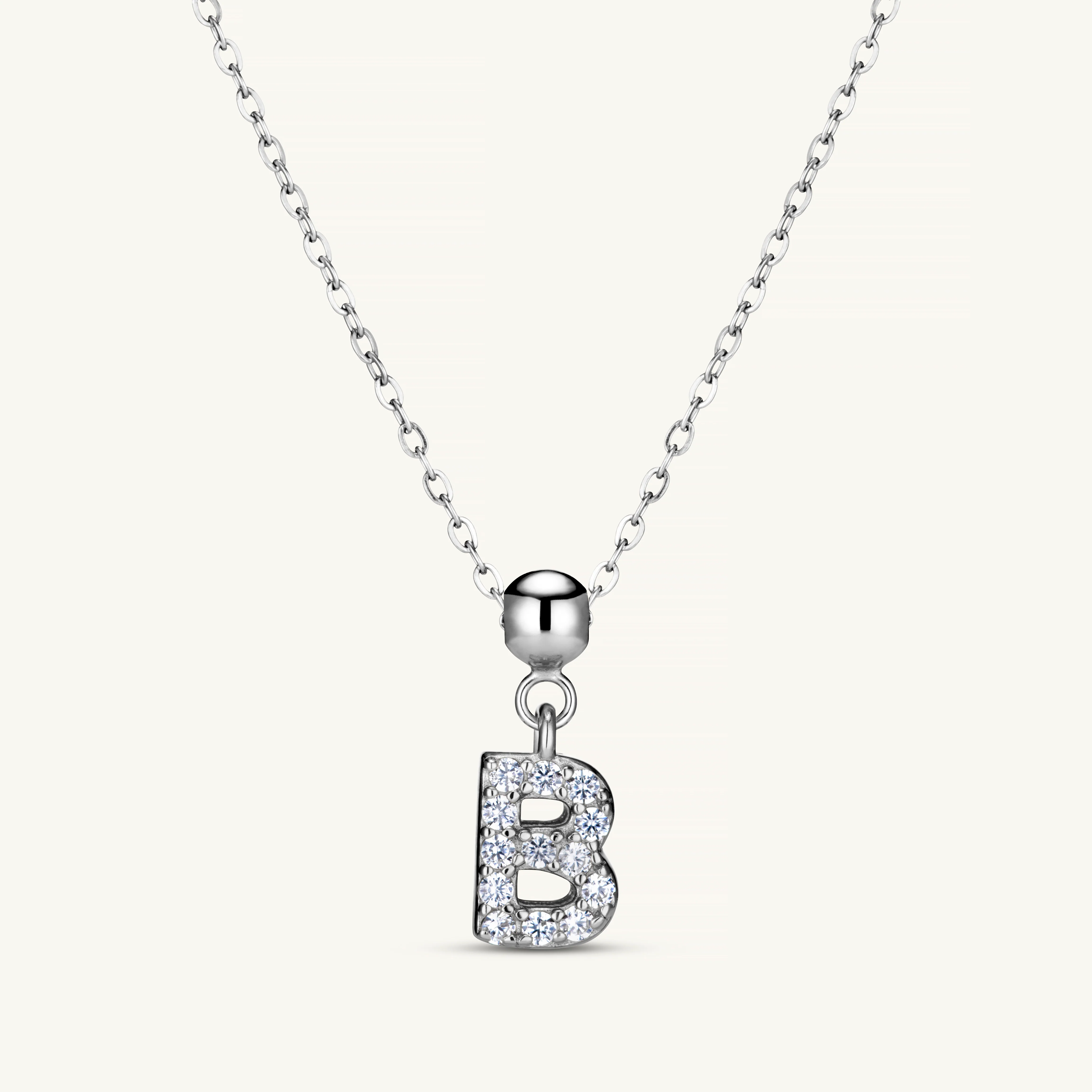 B Diamond Initial Charm Silver - Image 4