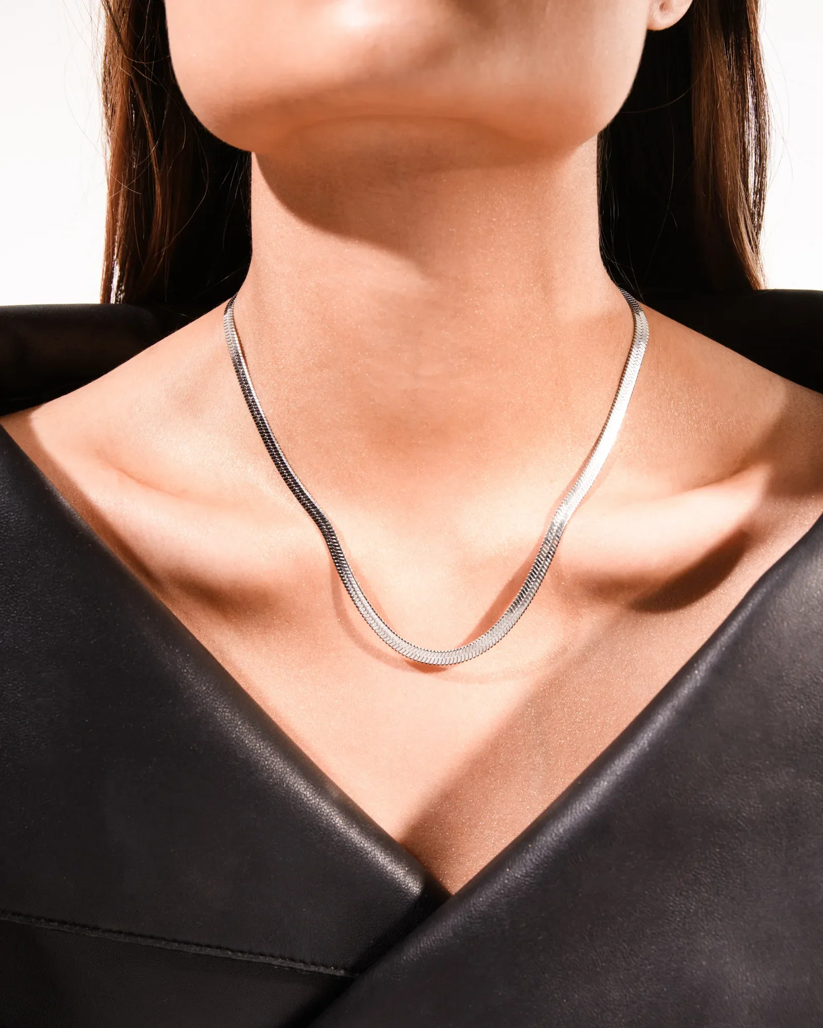 Bold Herringbone Matching Set In Silver Size M/L - Image 3