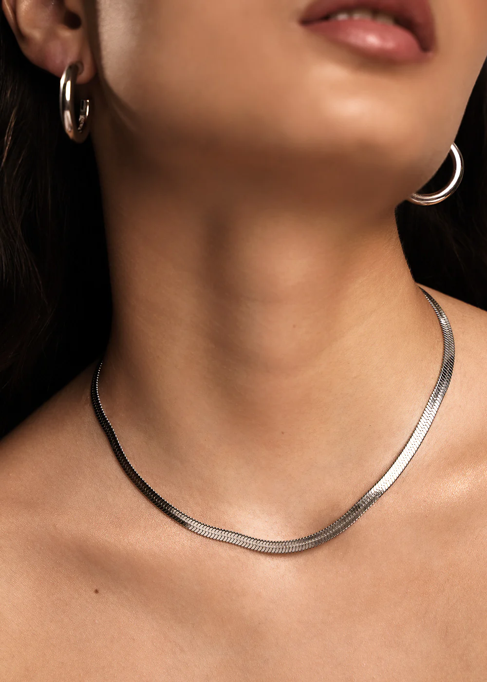 Bold Herringbone Matching Set In Silver Size M/L - Image 6