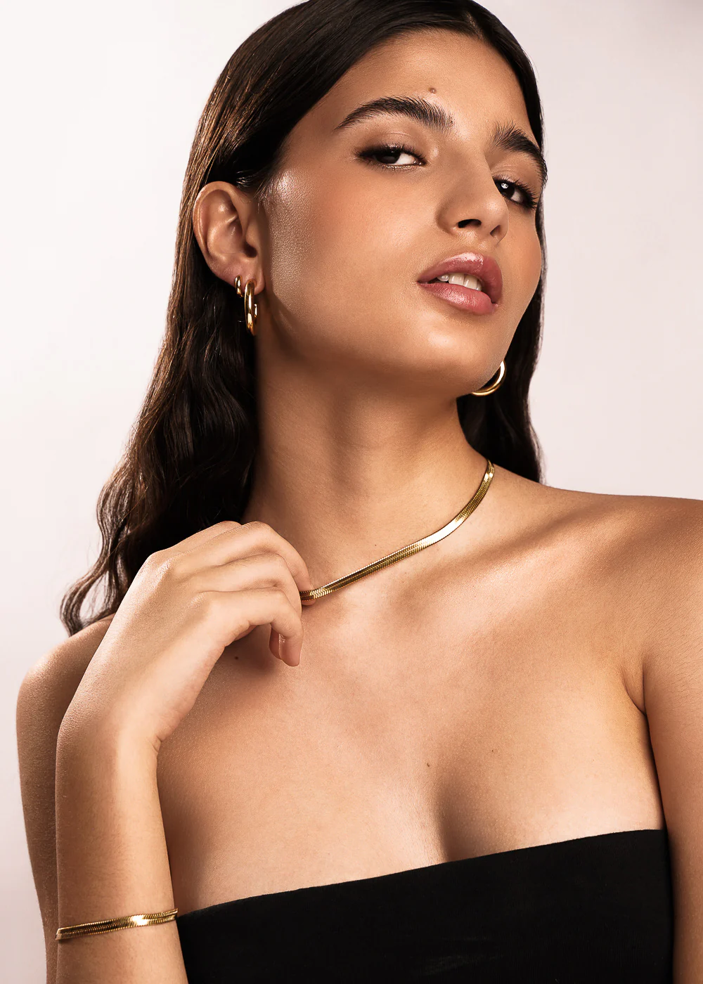 Bold Herringbone Matching Set In Gold Size M/L - Image 5