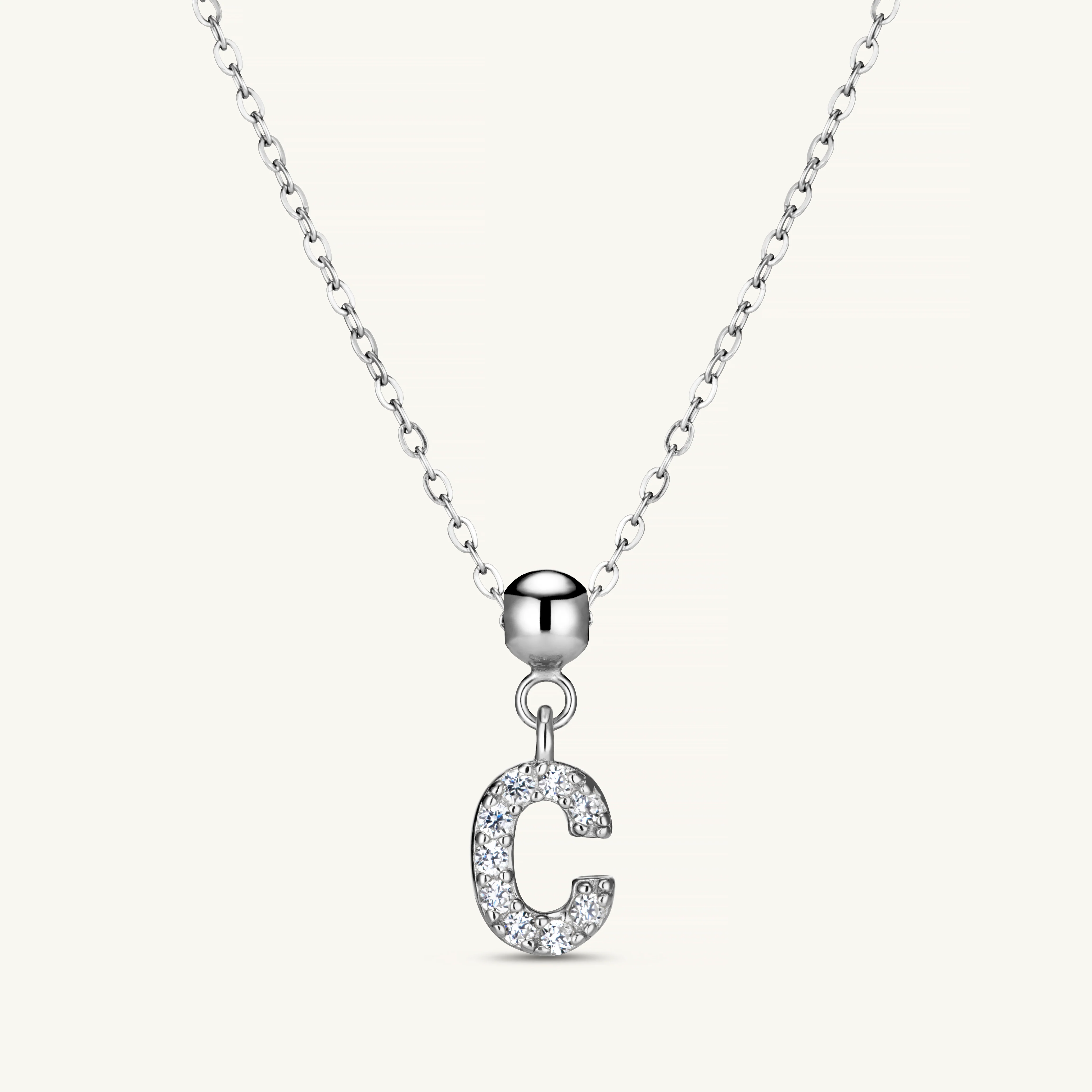 C Diamond Initial Charm Silver - Image 3