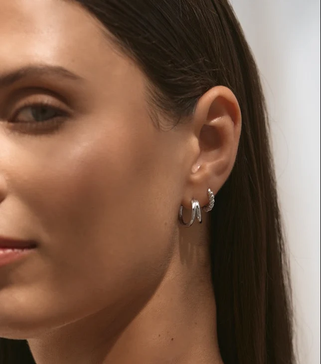 Classic Layered Hoops in Silver - Image 6