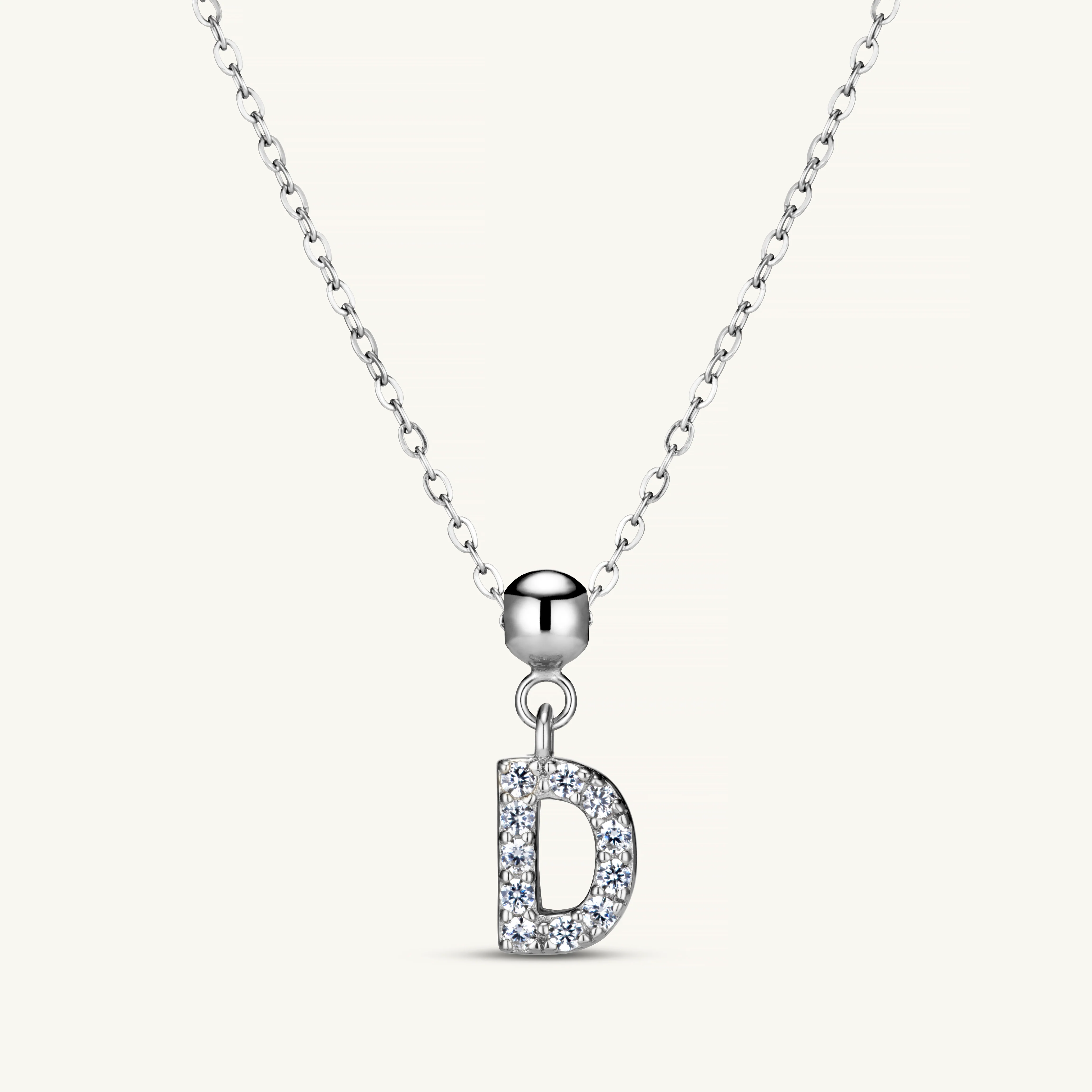 D Diamond Initial Charm Silver - Image 4