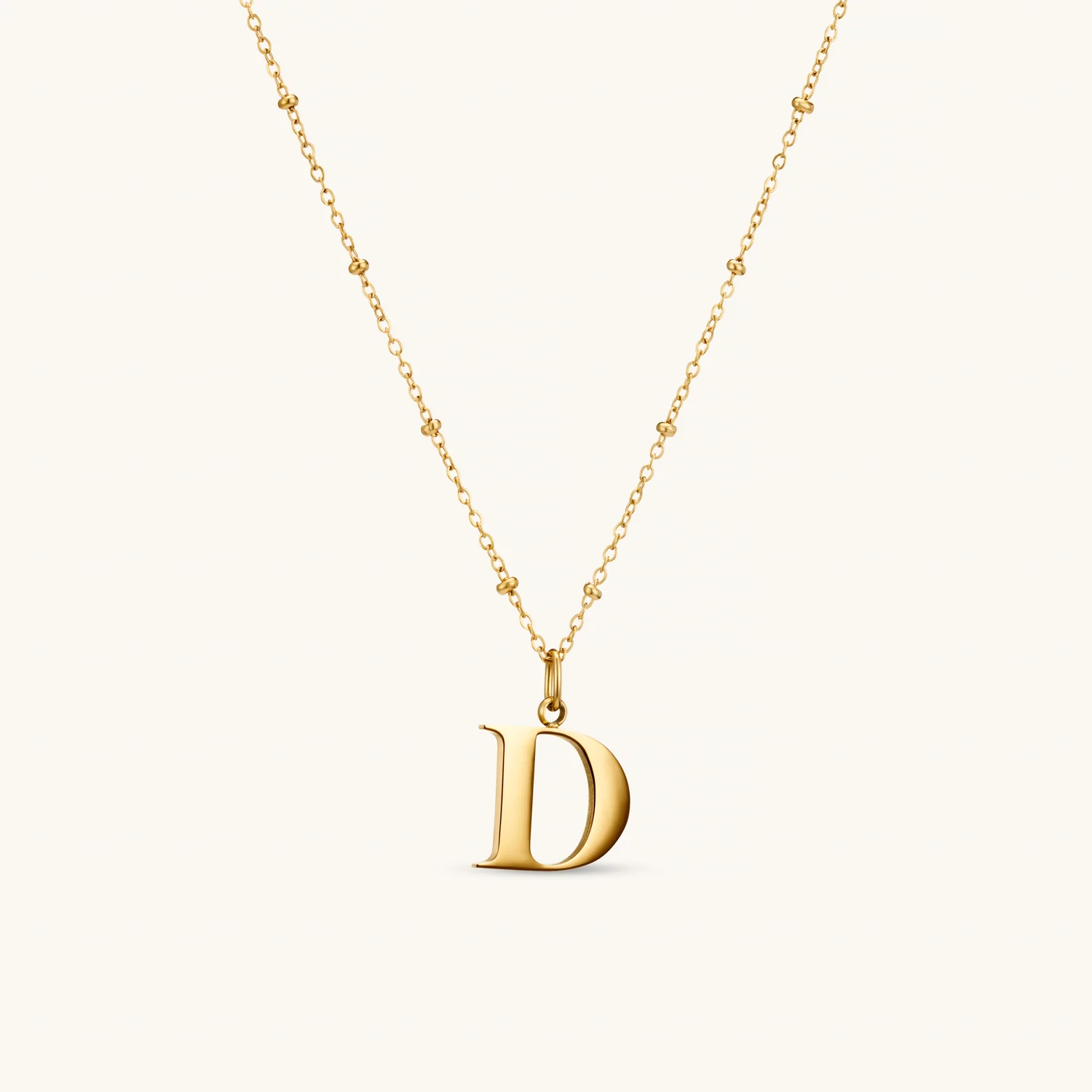 D Initial Necklace Gold