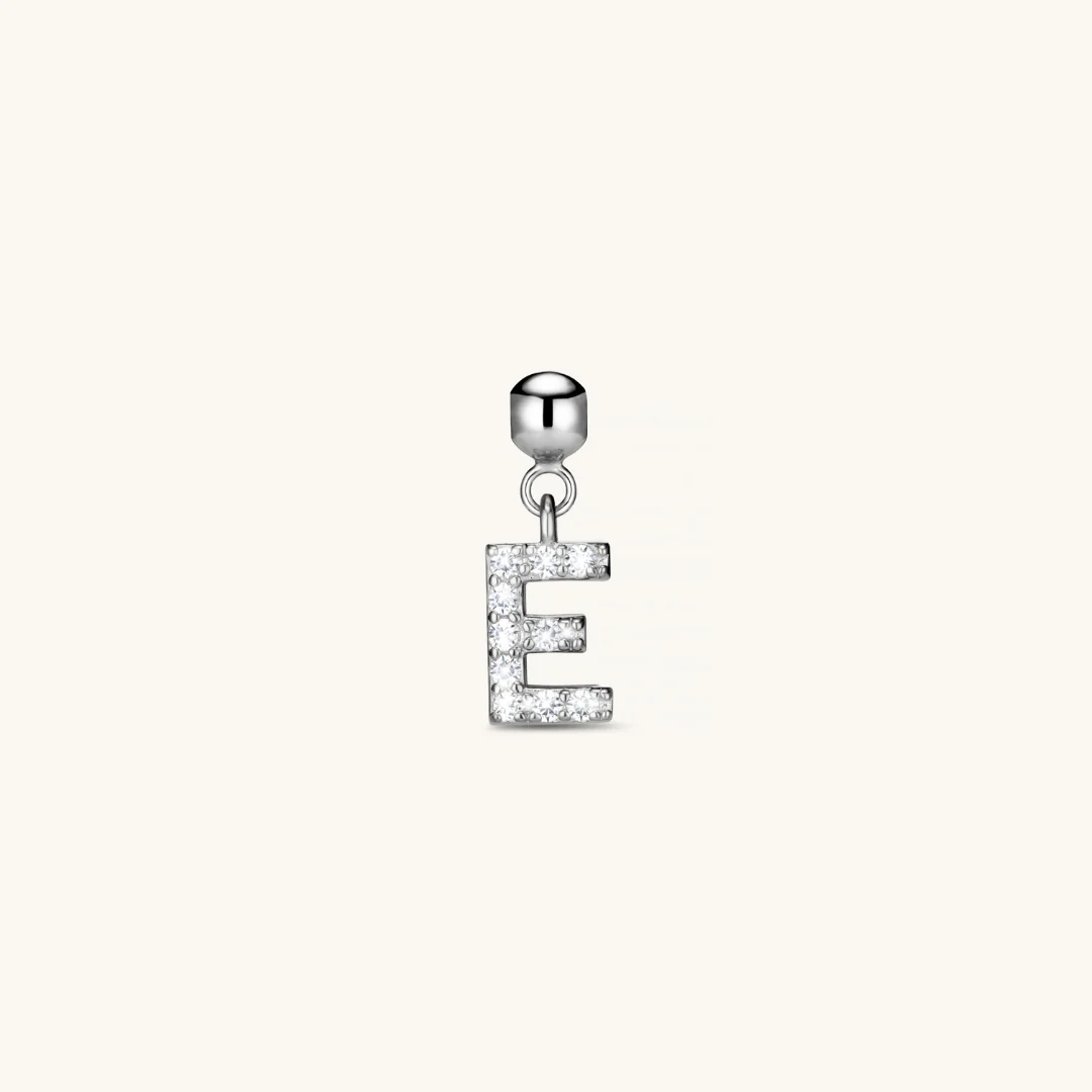 E Diamond Initial Charm Silver