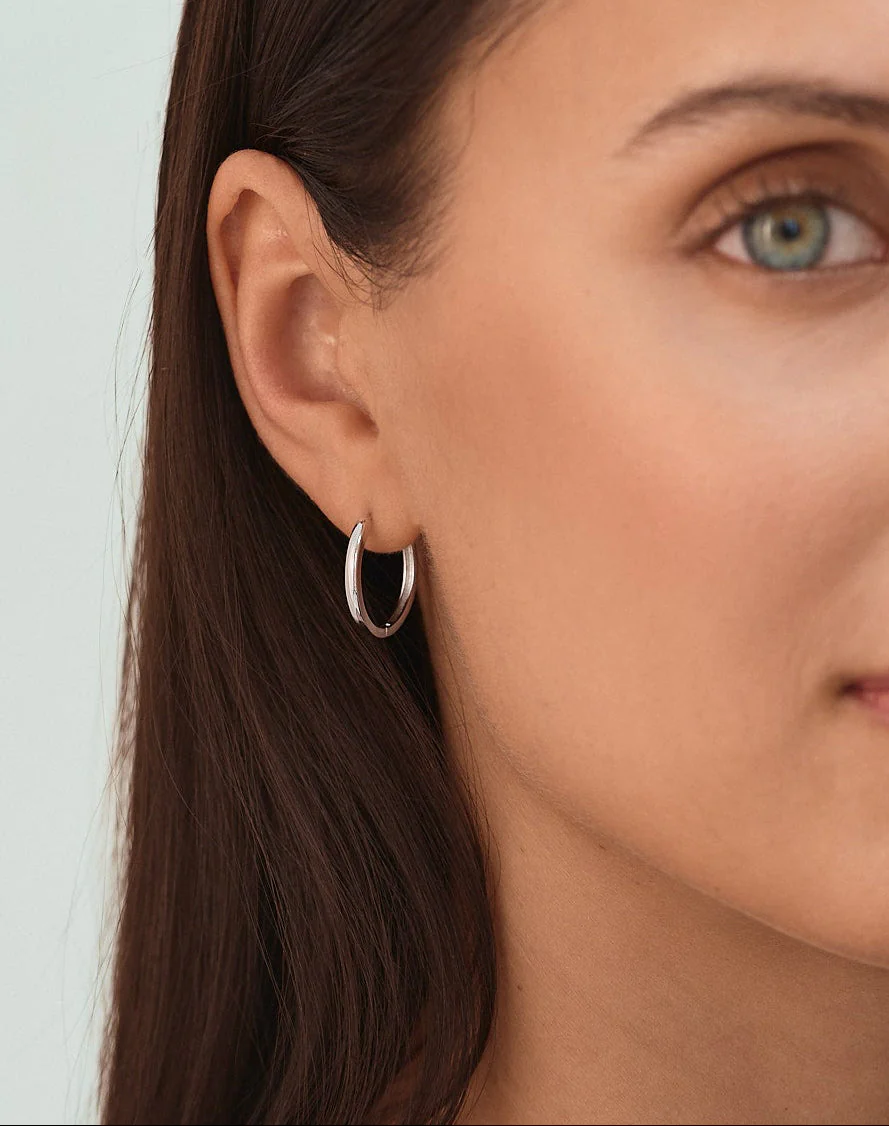 Medium Hoops in Silver - Image 4
