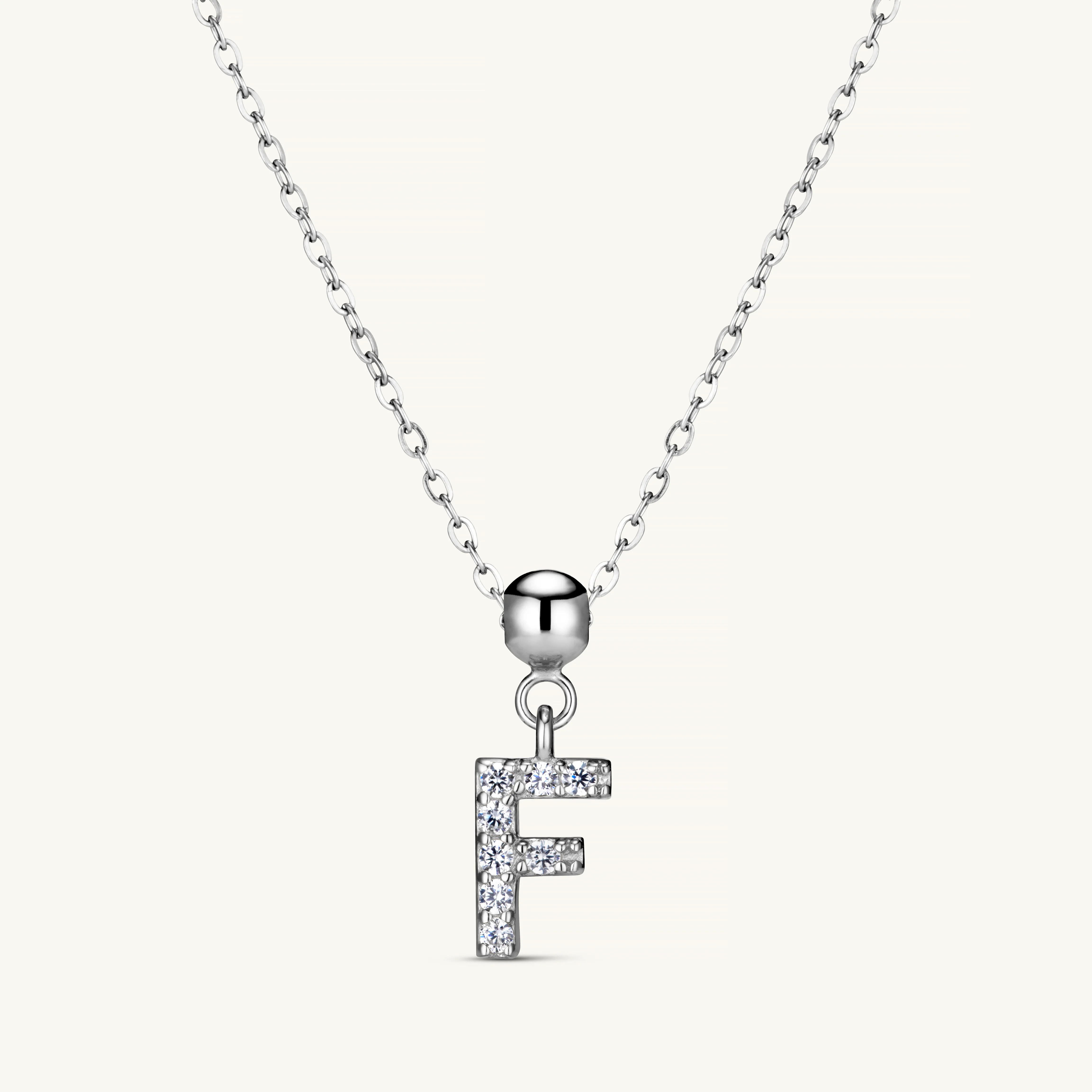 F Diamond Initial Charm Silver - Image 3