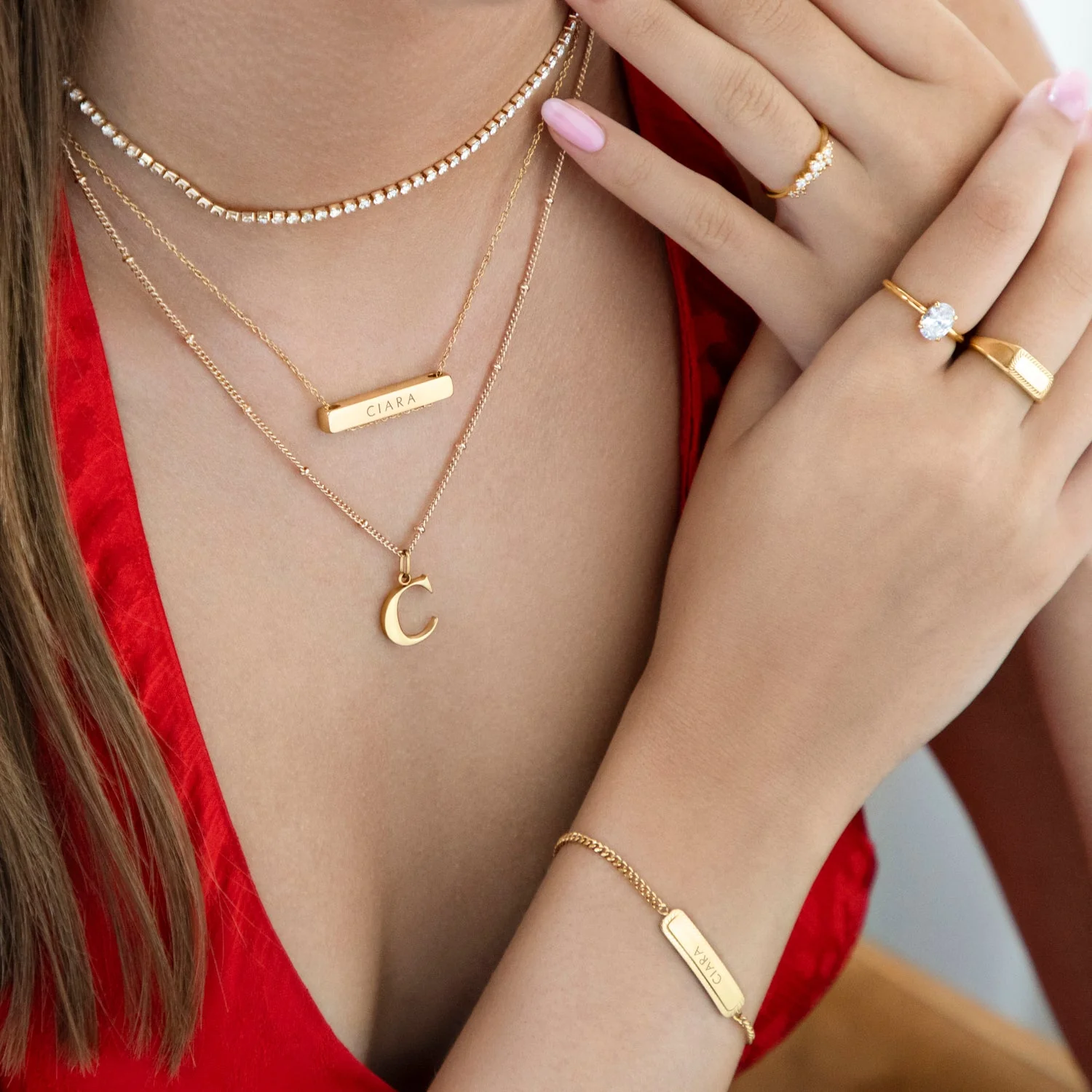 F Initial Necklace Gold - Image 2