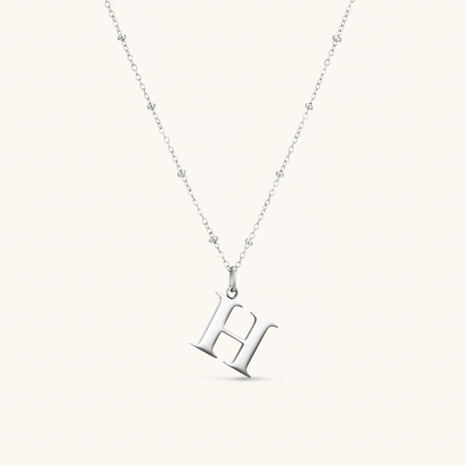 H Initial Necklace Silver