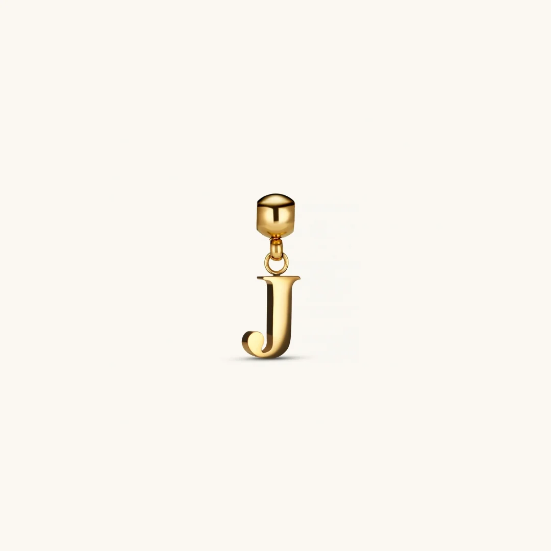 J Classic Initial Charm Gold