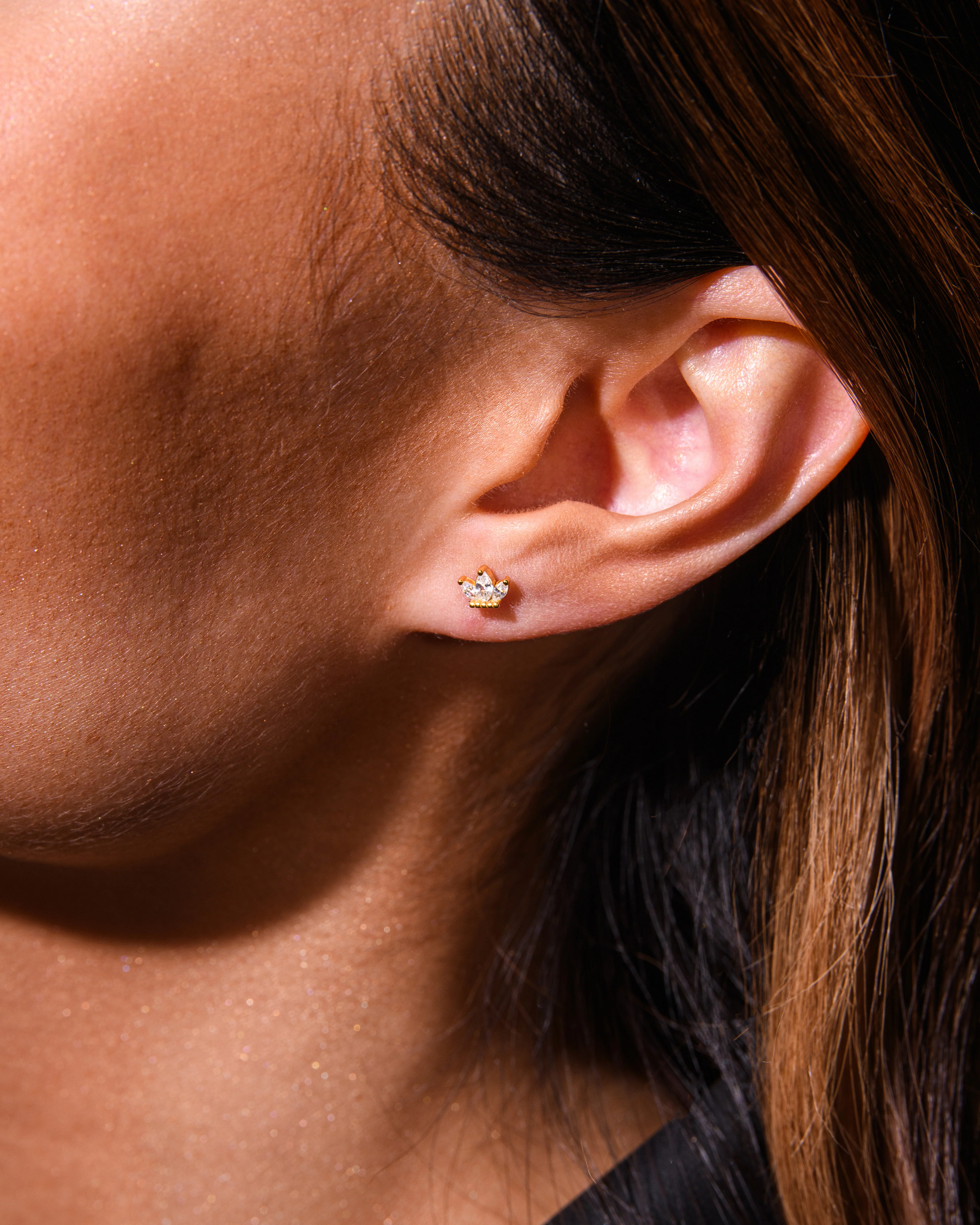 Jewel Crown Stud Earring in Gold - Image 3