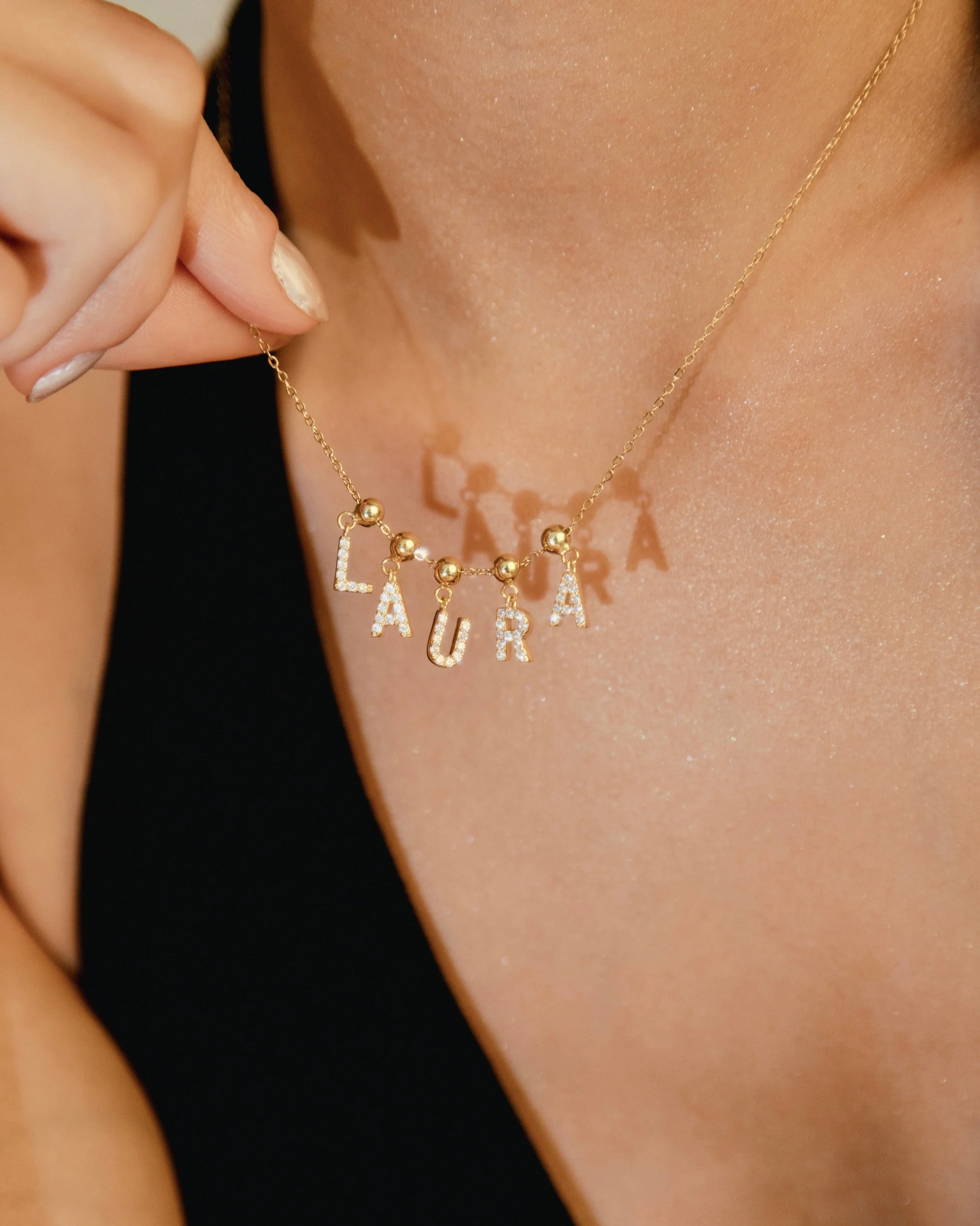 L Diamond Initial Charm Gold - Image 4