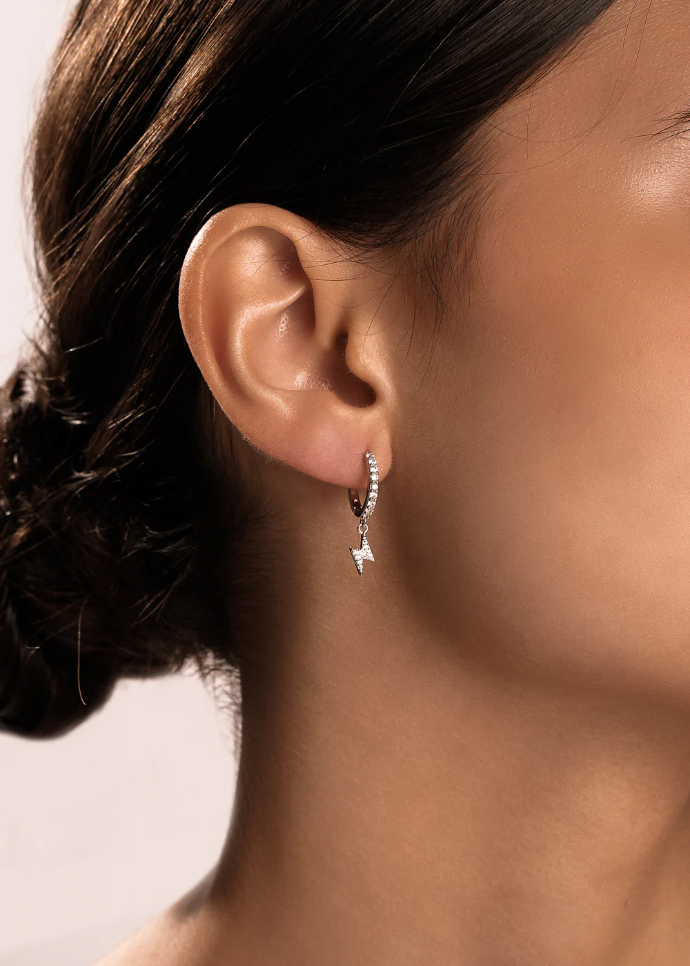 Lightning Drop Hoop Earrings Silver - Image 5