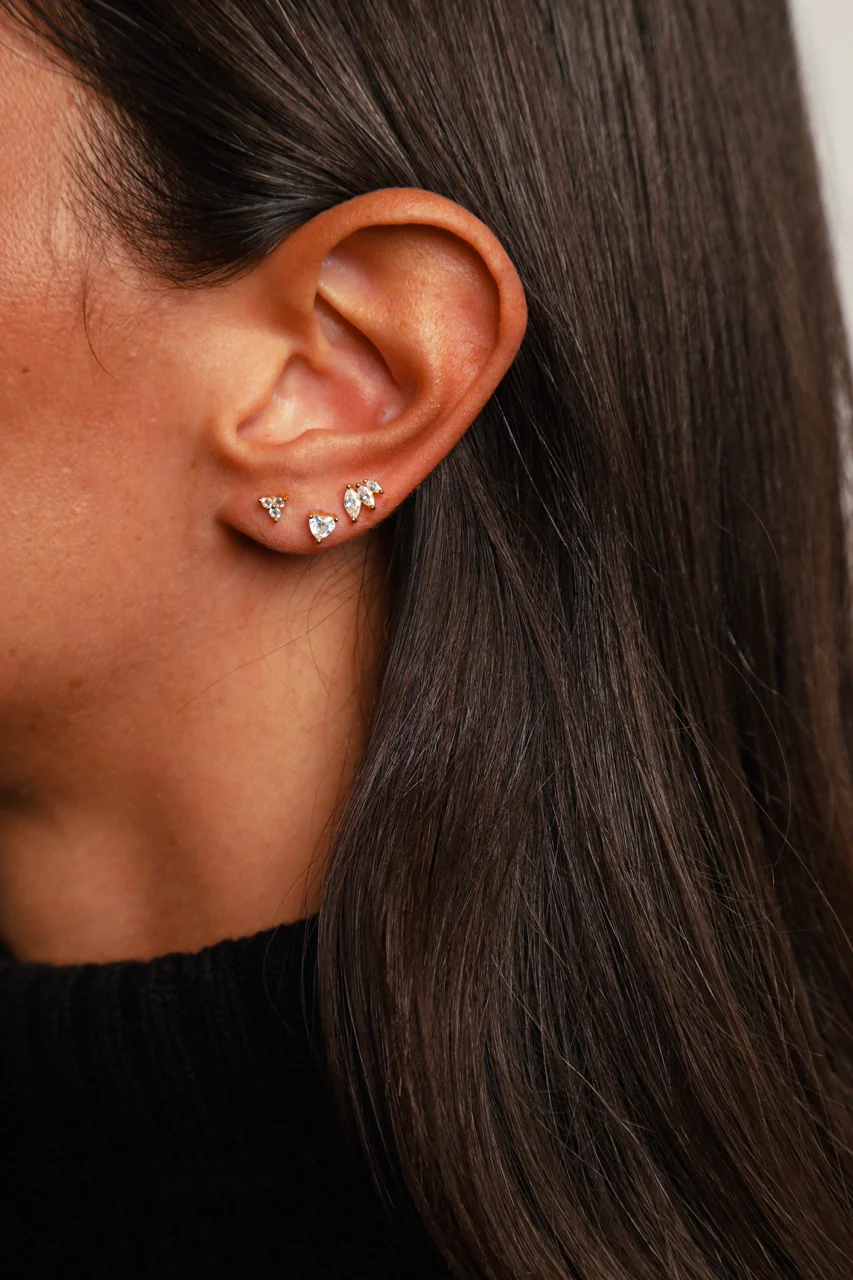 Marquise Trio Stud Earrings Silver - Image 4