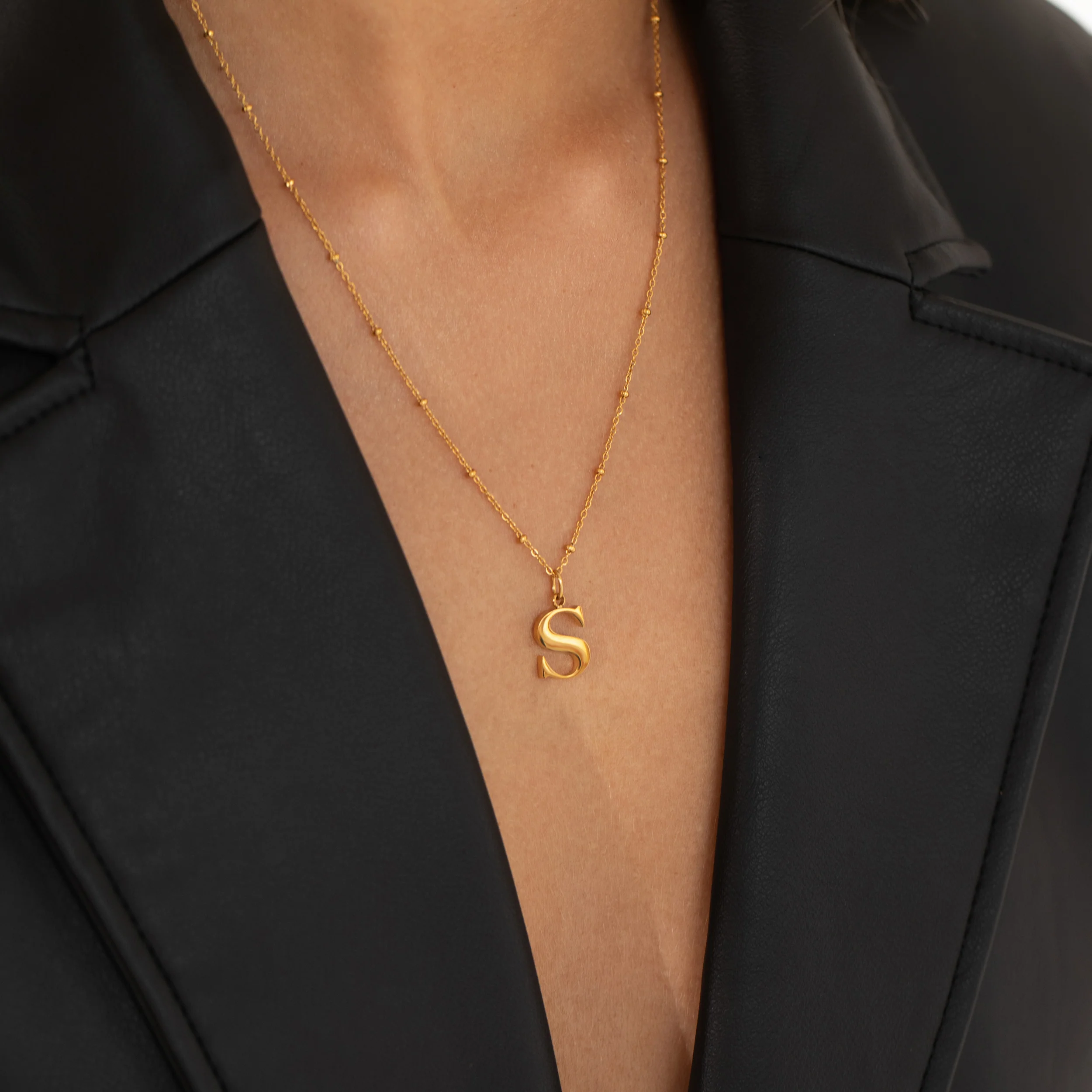 N Initial Necklace Gold - Image 4