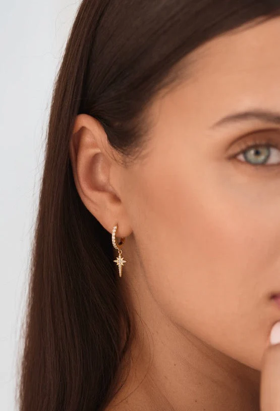 North Star Hoop Earrings Gold - Image 5