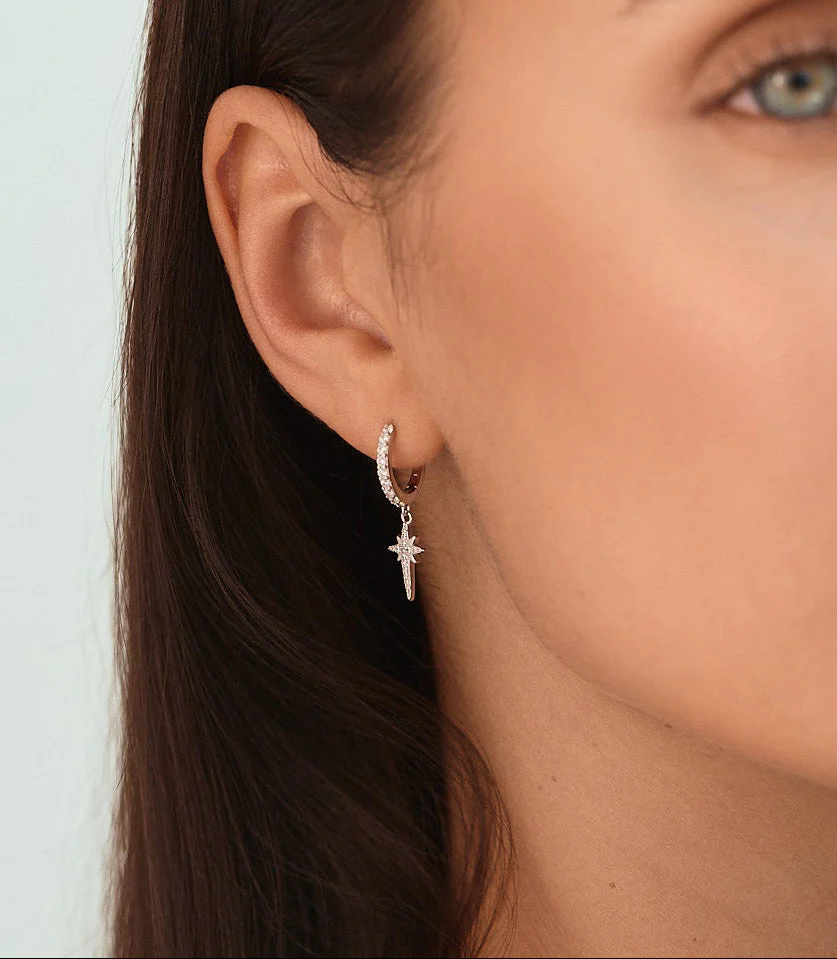 North Star Hoop Earrings Silver - Image 5
