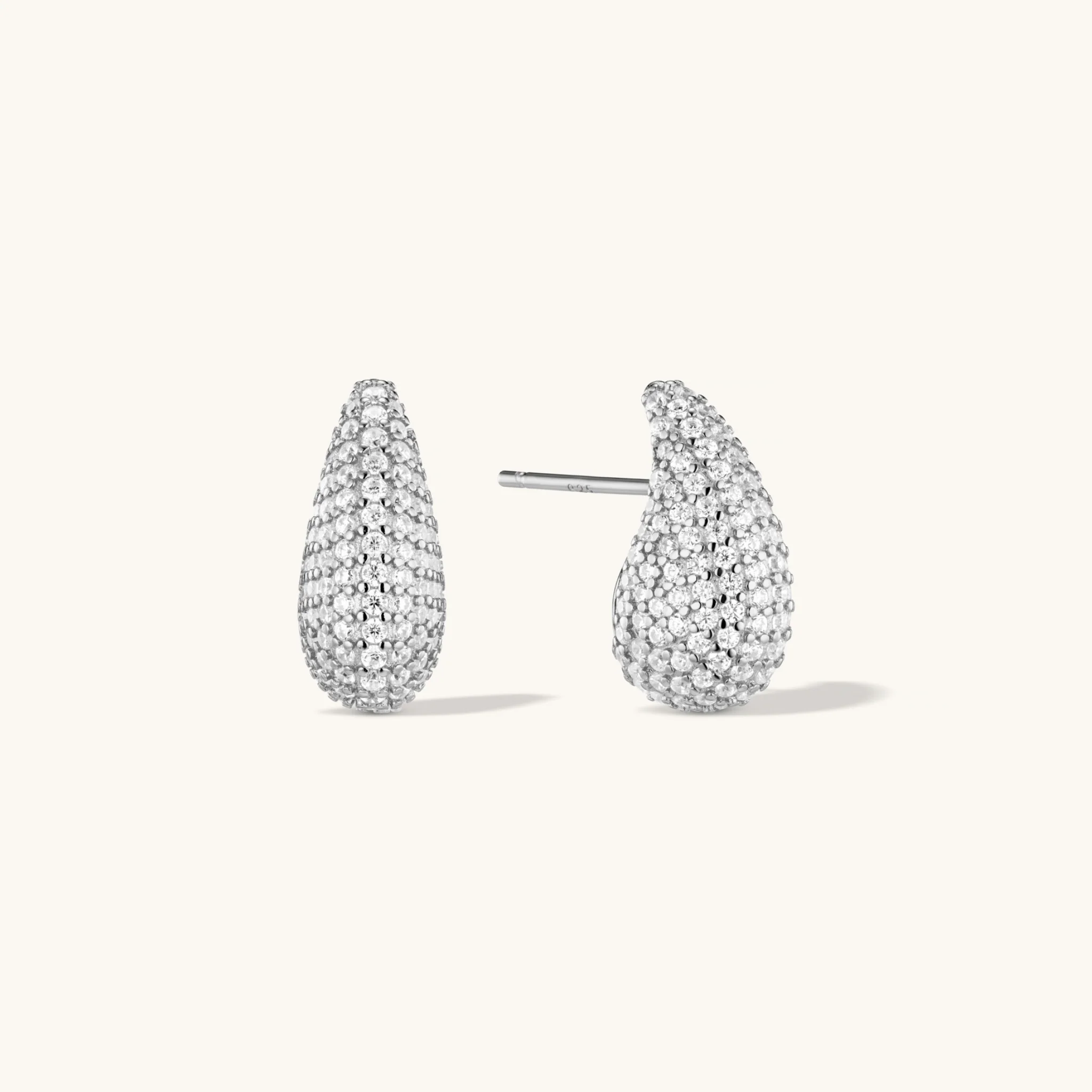 Pave Dome Earrings in Silver
