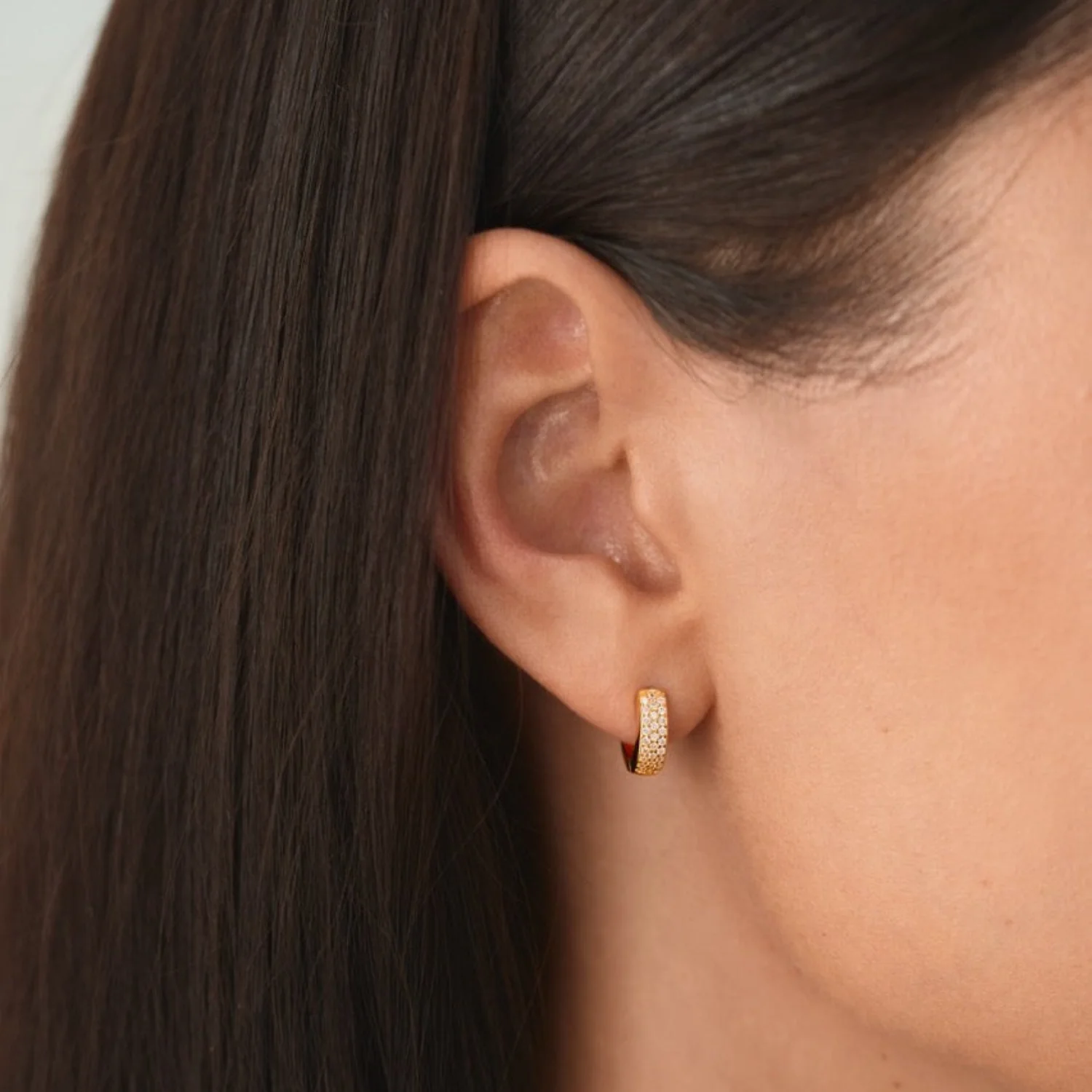 Bold Pave Huggies in Gold - Image 6