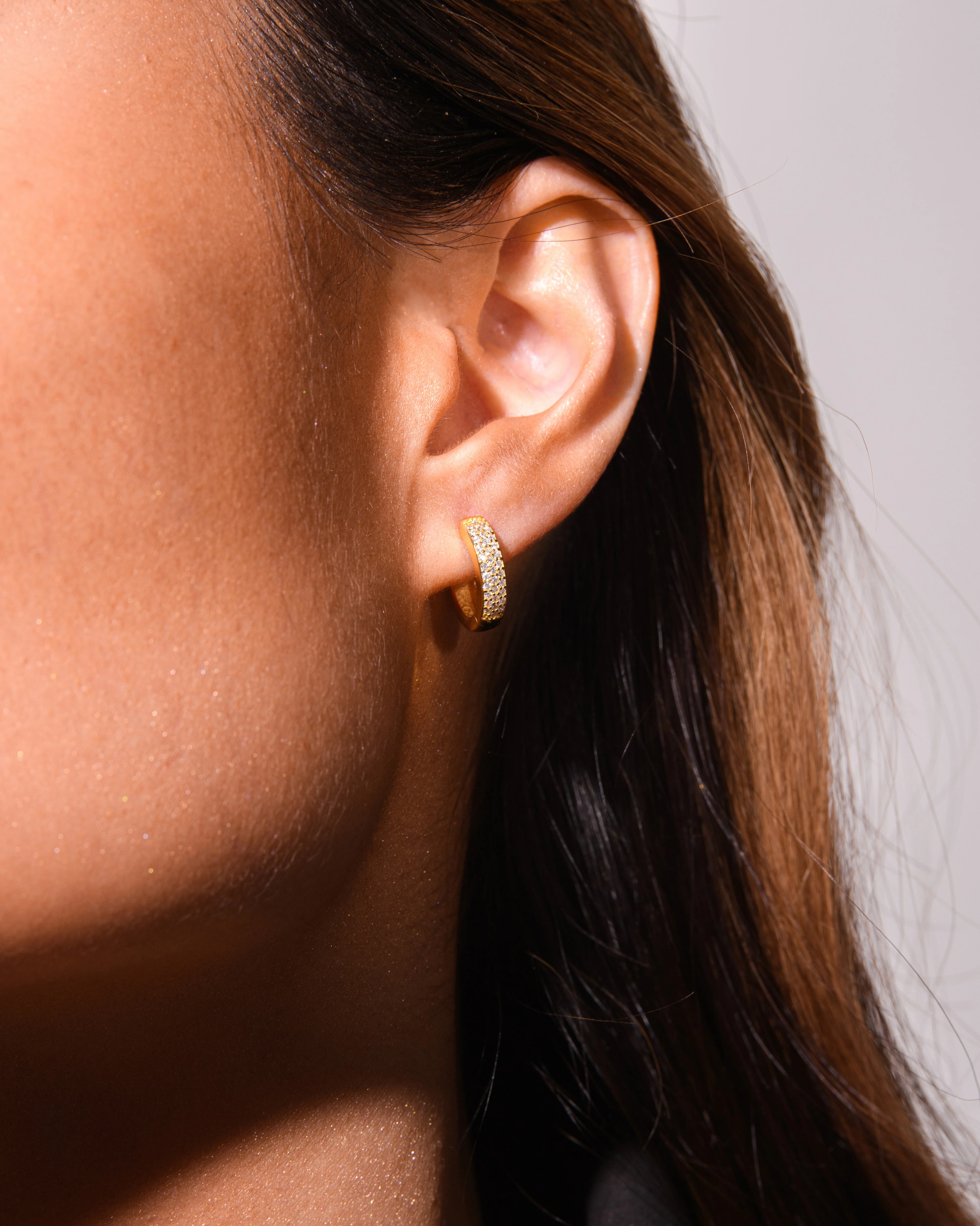 Small Bold Pave Hoops in Gold - Image 4