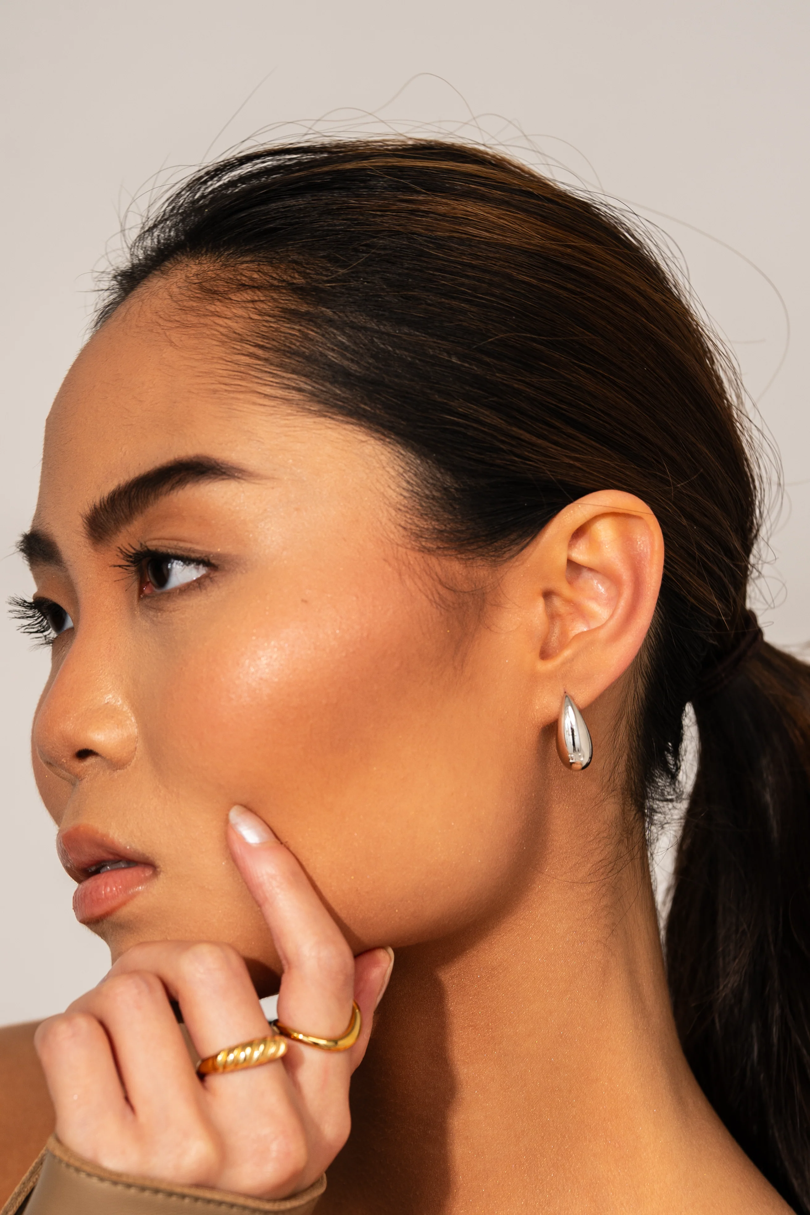 Small Dome Earrings in Silver - Image 2
