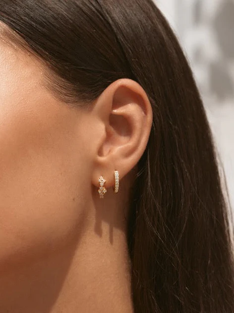 Small Pave Hoops Gold - Image 7