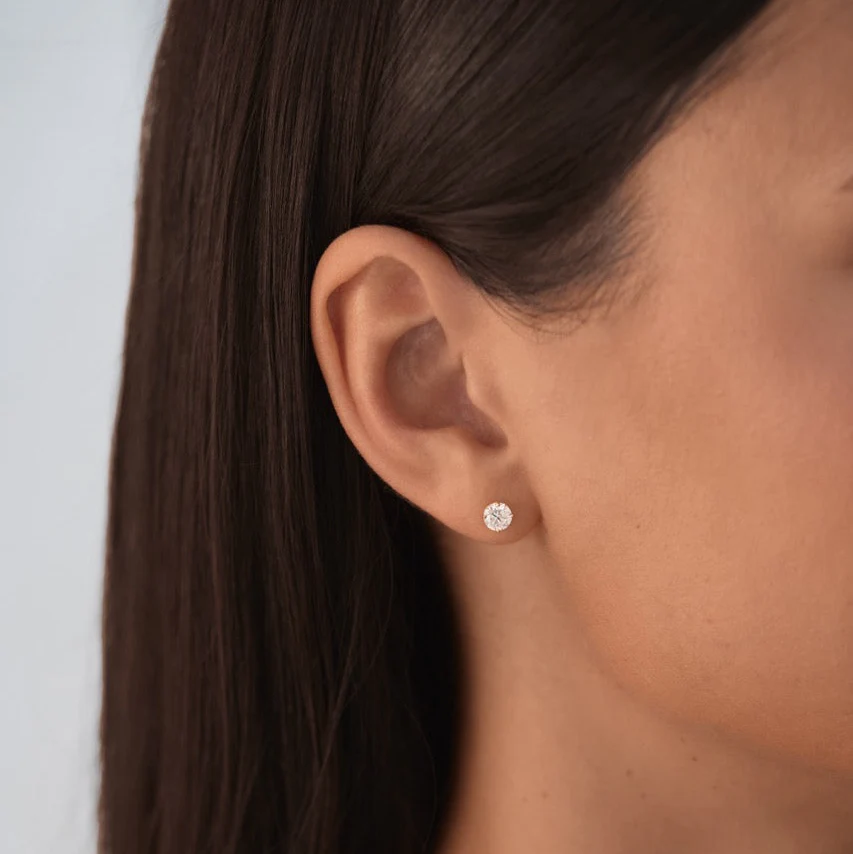 Solid Gold Crystal Stud Earrings - Image 5