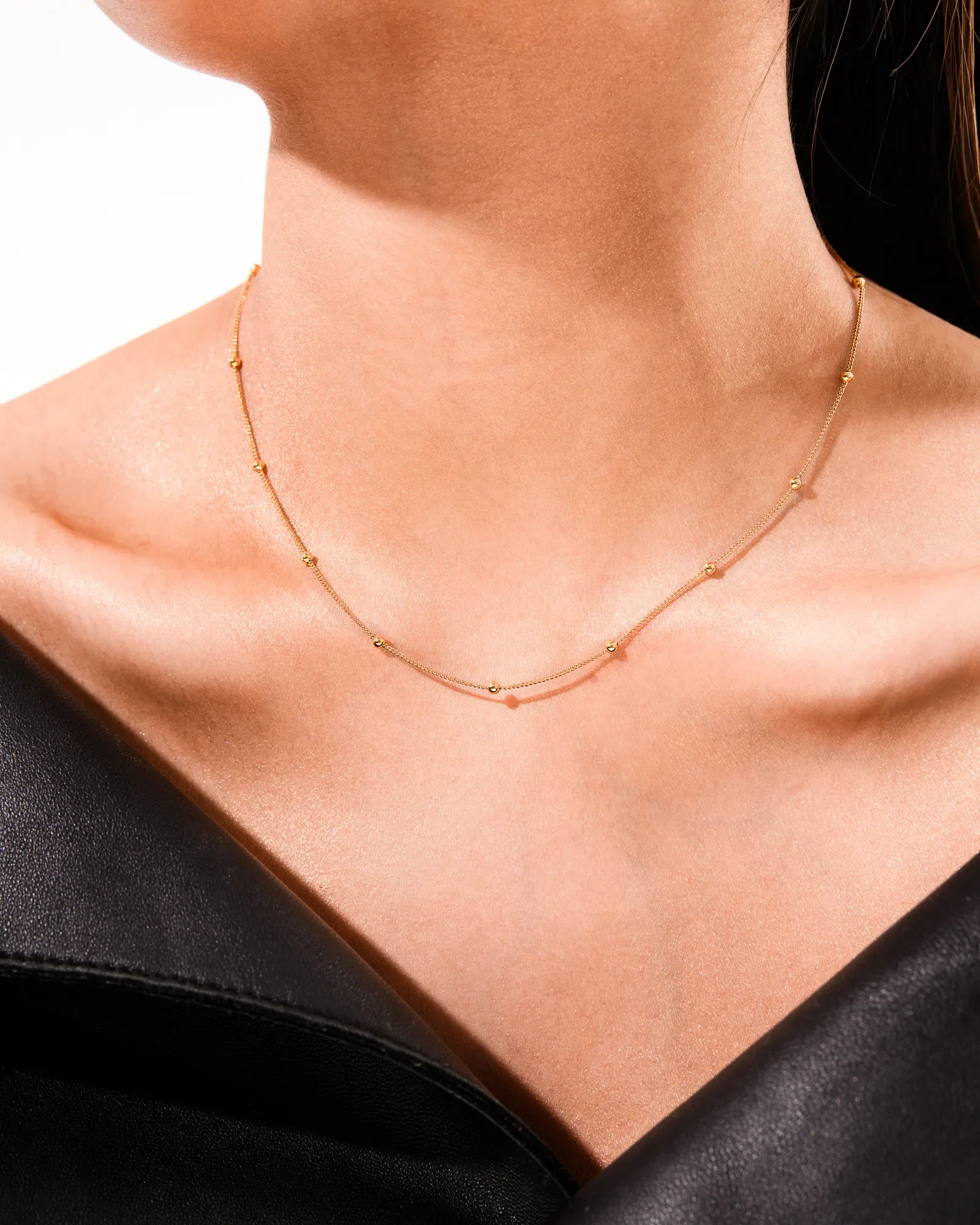 Sphere Necklace & Bracelet Matching Set Gold - Image 4