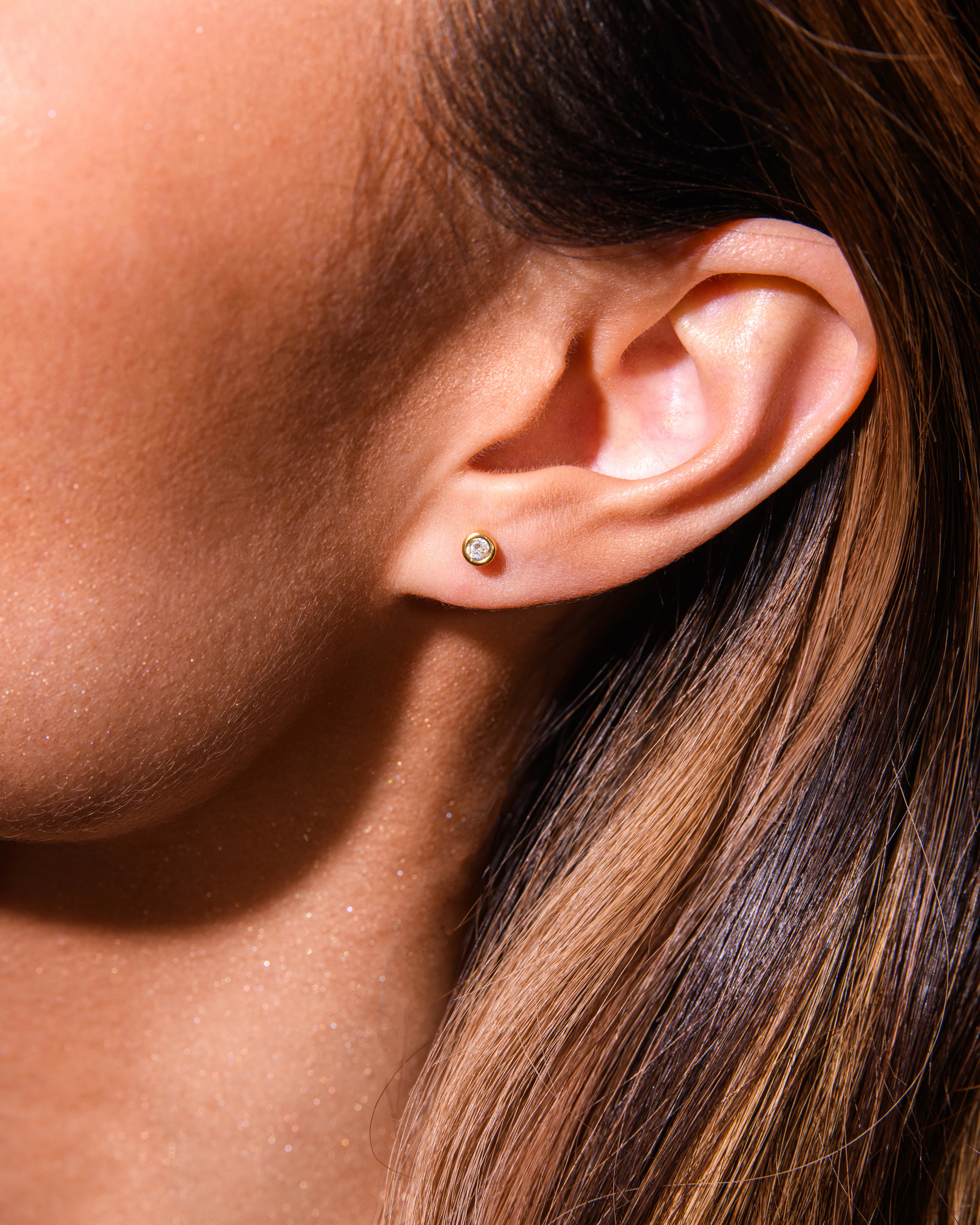 Sphere Pave Studs In Gold - Image 3
