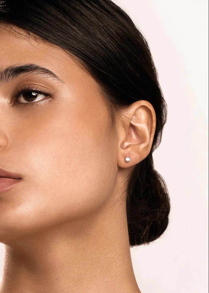 Sphere Pave Studs In Silver - Image 5