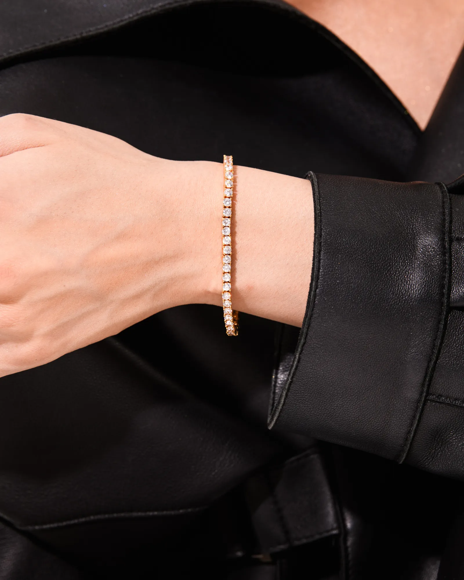 Tennis Necklace & Bracelet Set in Gold - Image 5