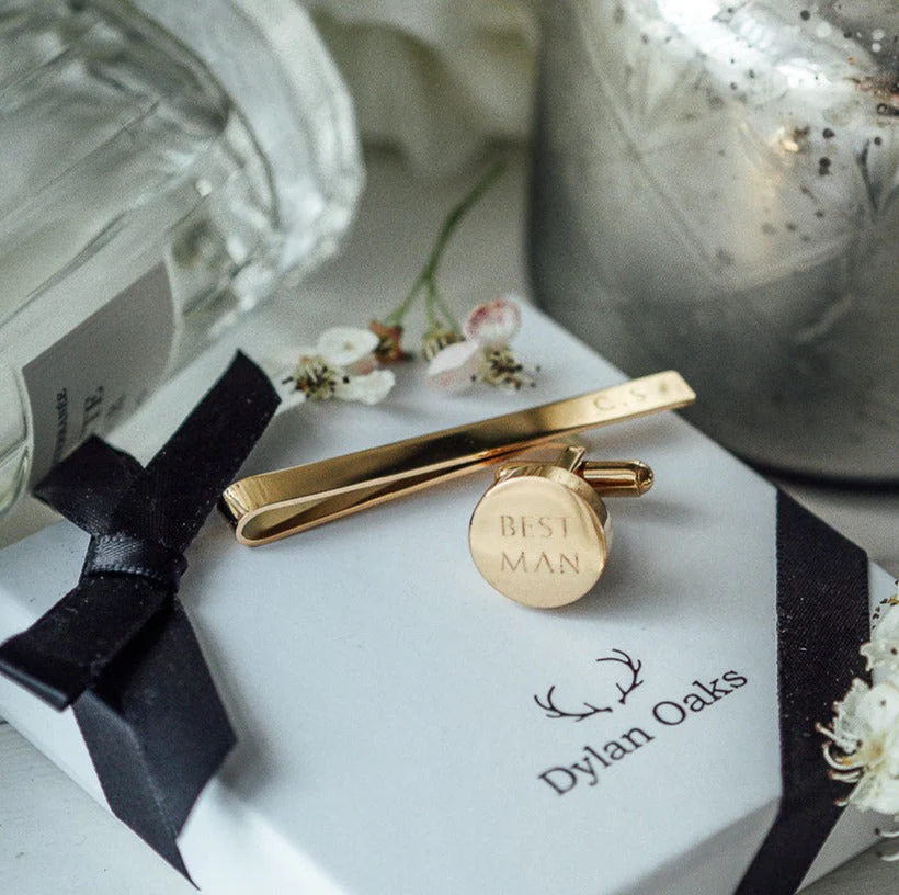 Tie Pin & Cufflinks Gift Set in Gold - Image 3
