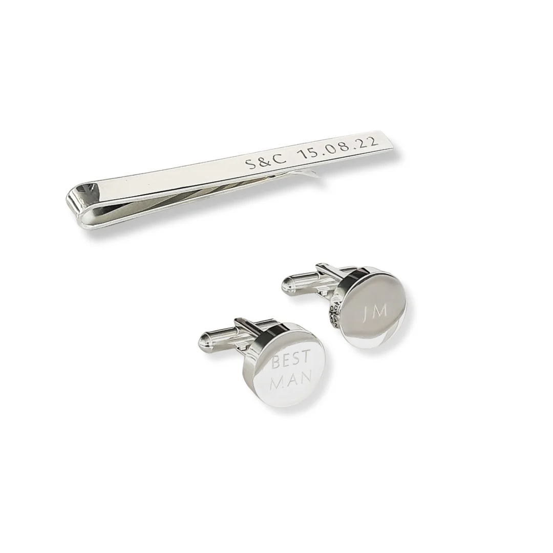 Tie Pin & Cufflinks Gift Set in Silver - Image 5