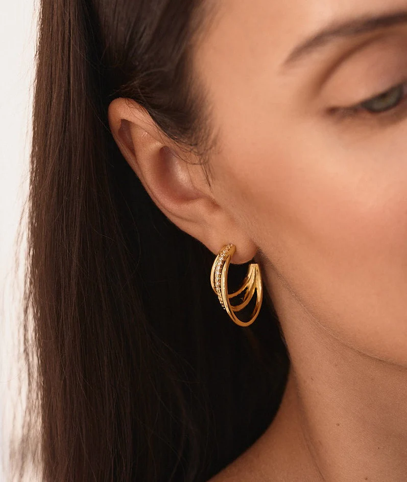 Trio Layered Hoops Gold - Image 3