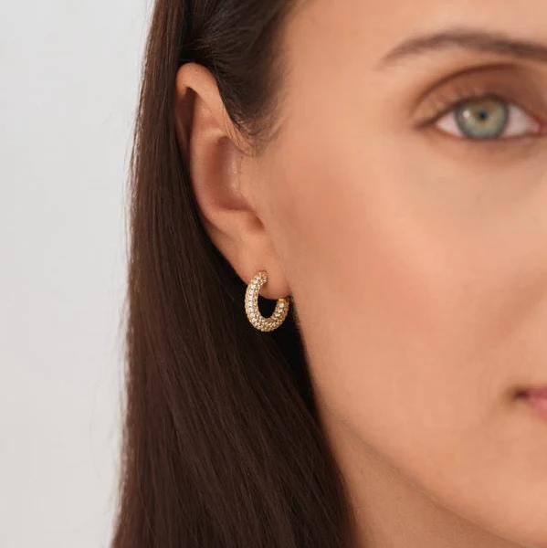 Twilight Crystal Hoop Earrings Gold - Image 7