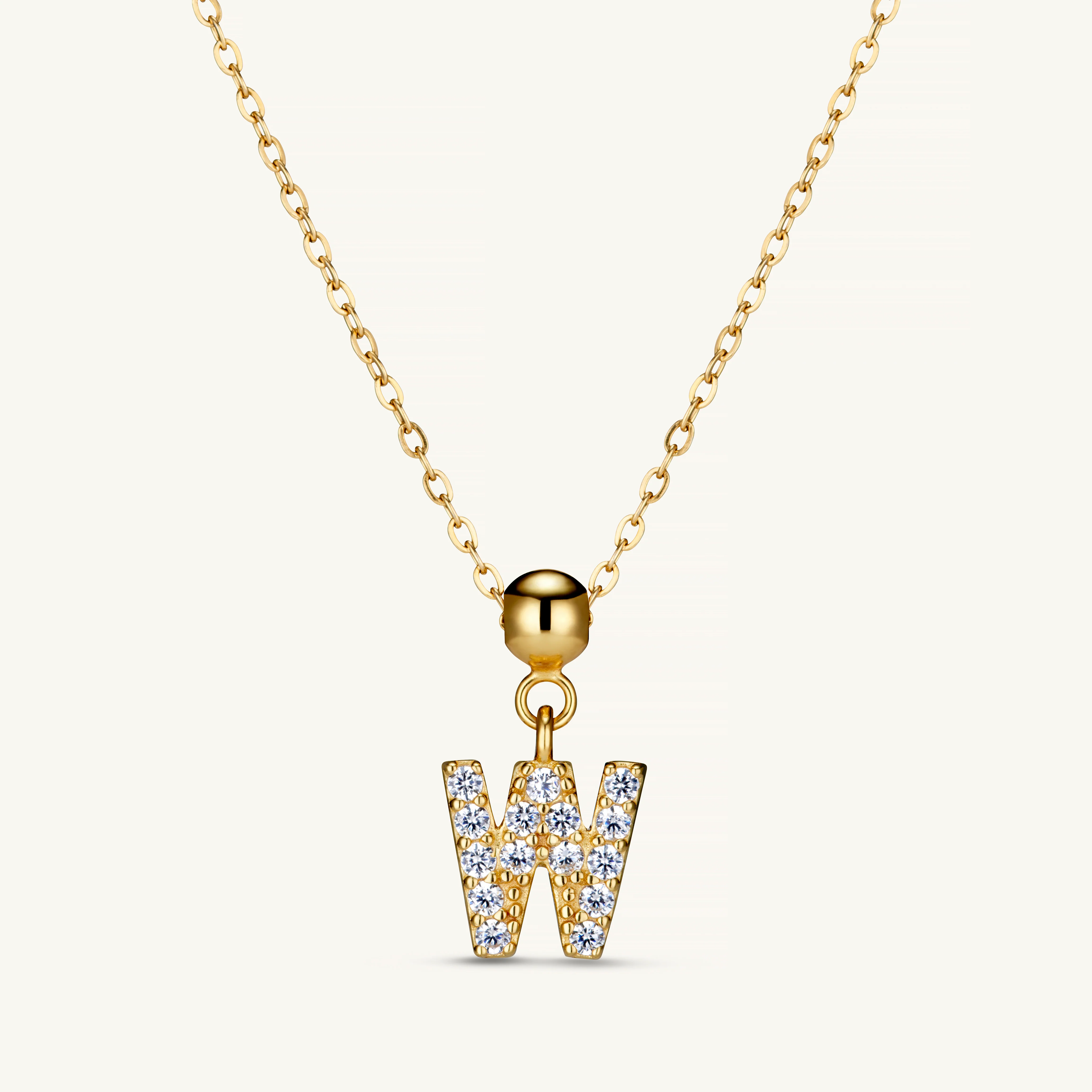 W Diamond Initial Charm Gold - Image 3