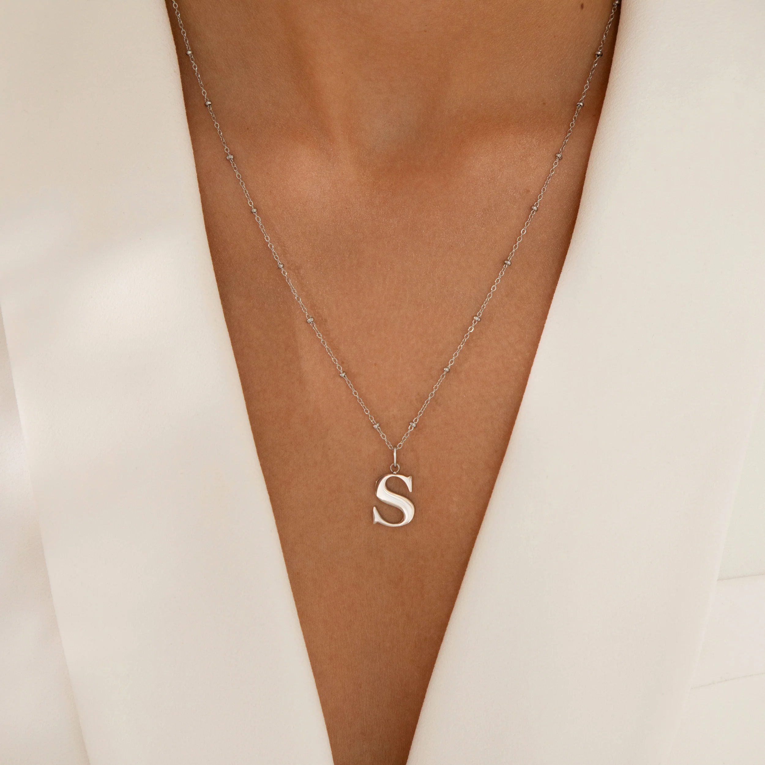 X Initial Pendant Necklace Silver - Image 2