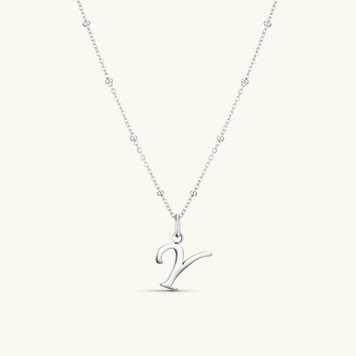 Y Script Initial Necklace Silver