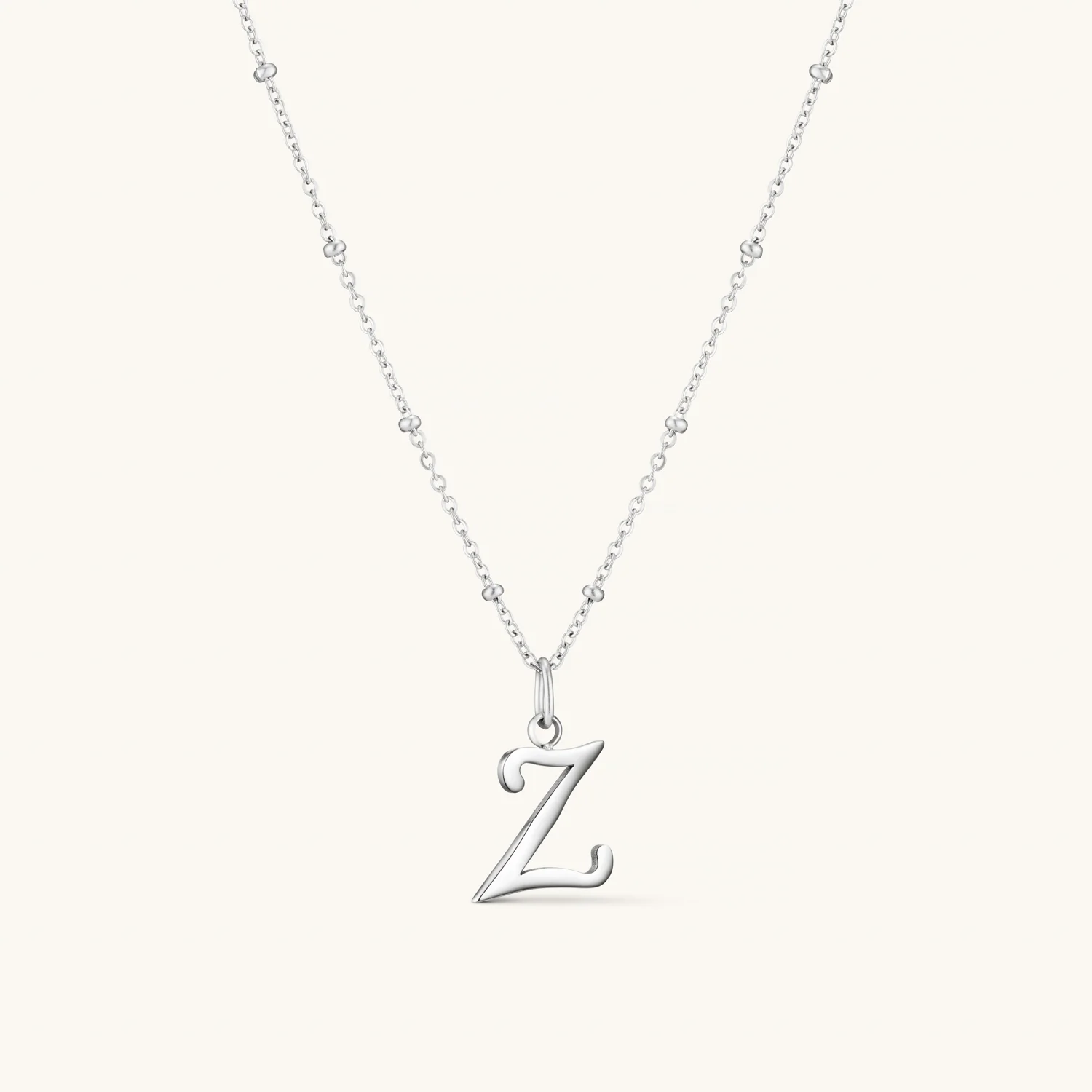 Z Script Initial Necklace Silver